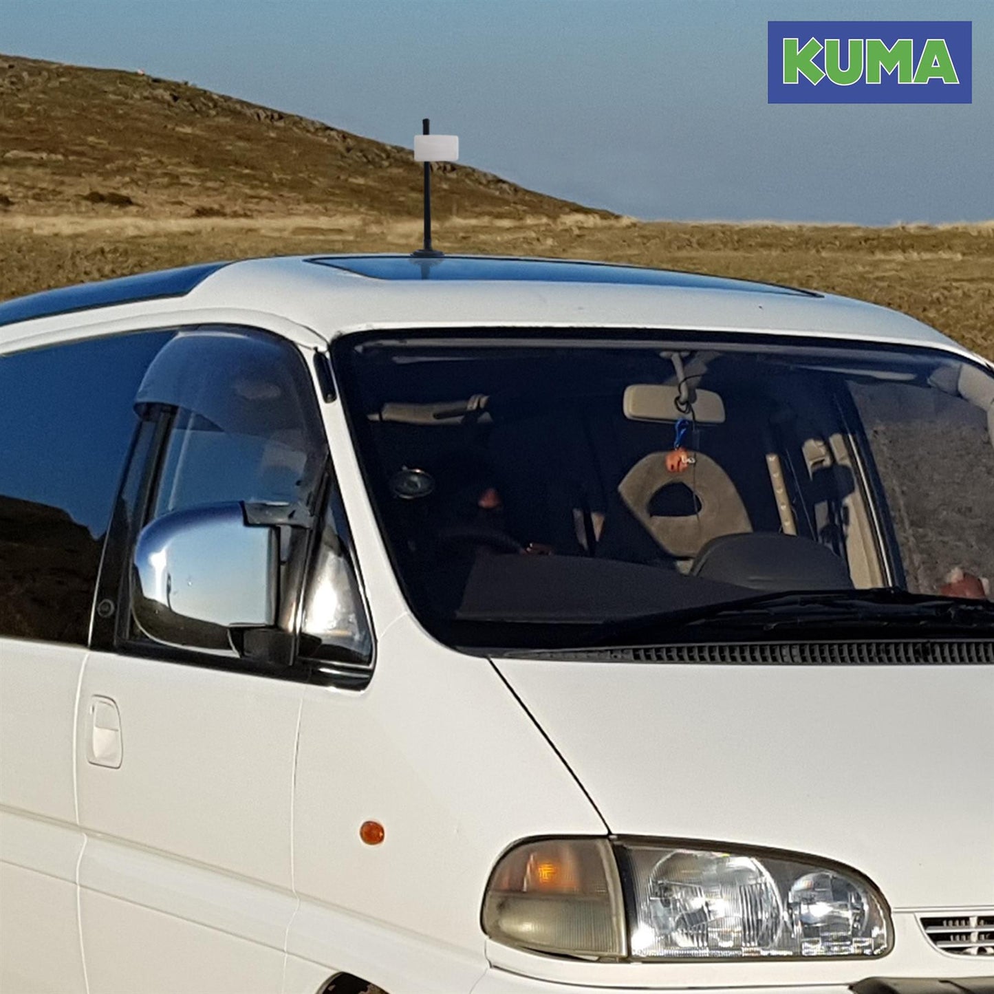 KUMA Magnetic Pole Mount for TV Aerial Antenna - 300mm Magnet Mounting Loft Mast use in Caravan Motorhome Truck Boat - Also be use as Flag Display Sign Poster Paper Stand - Indoor or Outdoor - Black