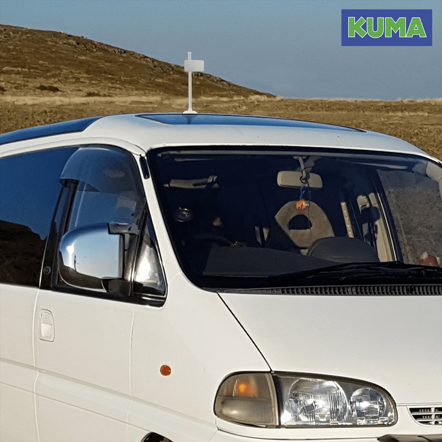 KUMA Magnetic Pole Mount for TV Aerial Antenna - 300mm Magnet Mounting Loft Mast use in Caravan Motorhome Truck Boat - Also be use as Flag Display Sign Poster Paper Stand - Indoor or Outdoor - White