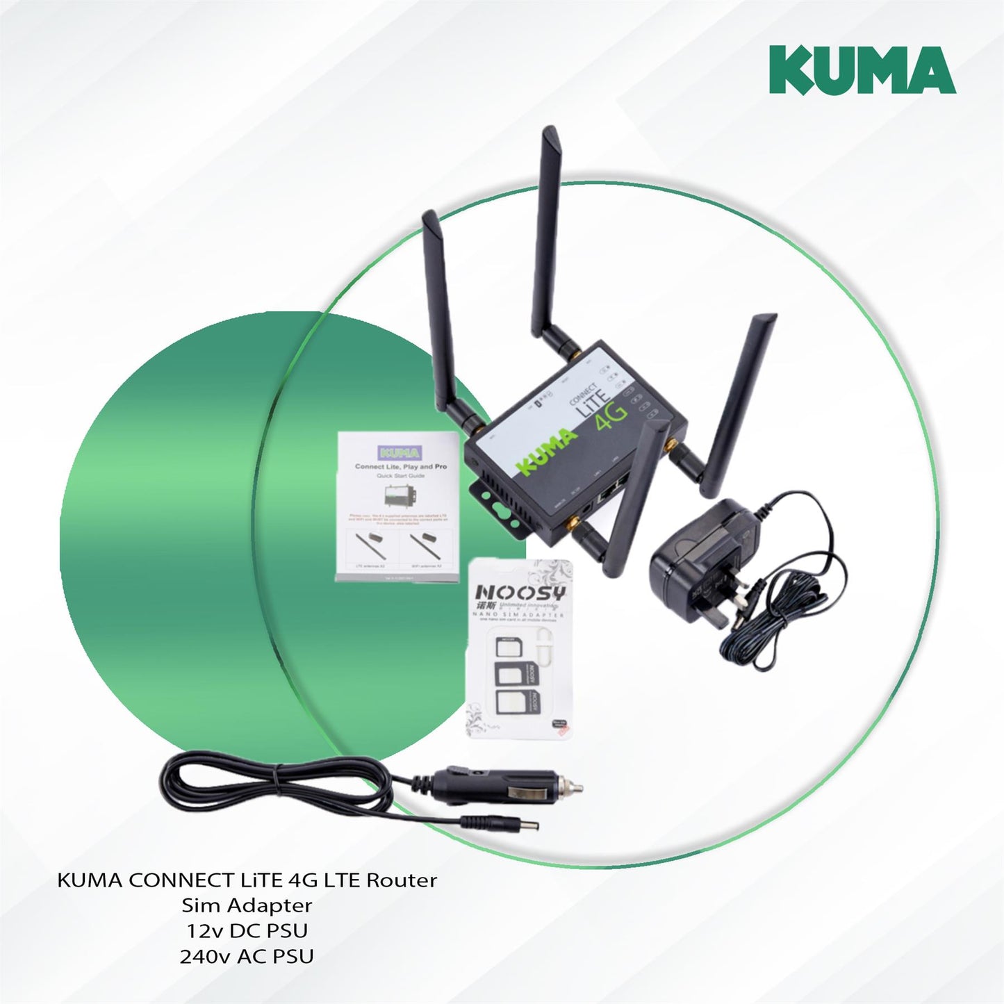 KUMA CONNECT LiTE Mobile Unlocked SIM 4G Router Wifi Booster Kit - Hotspot Wi-fi High Power LTE Signal Antenna for House Garden Office Caravan Motorhome Boat - Portable Internet Wireless Wi Fi Device